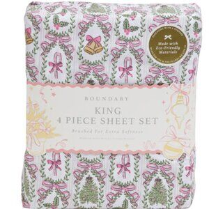 ENVOGUE Christmas Trees Bell Coquette Sheet Set Queen 4 PC New Shabby Chic